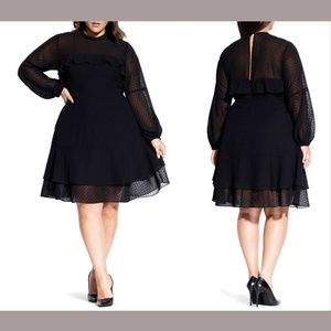 NWT City Chic Dobby Long Sleeve Fit & Flare Dress